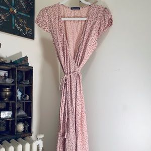 Brandy Melville Robbie Pink Floral Wrap Dress